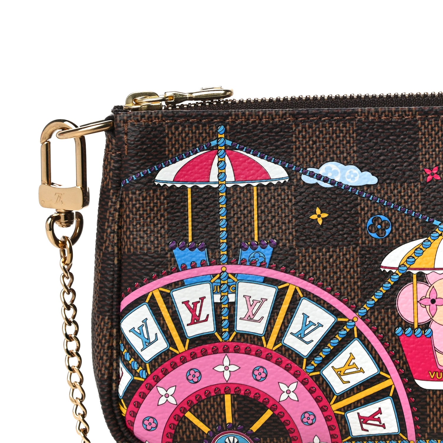 Louis Vuitton Damier Ebene 2020 Christmas Animation Big Wheel Mini Pochette Accessories Rose Ballerine 10 of 11