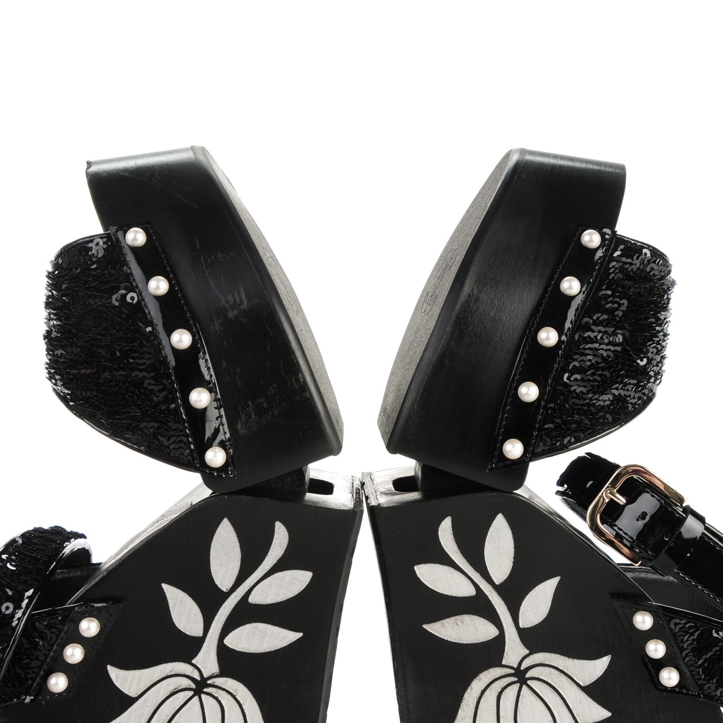Sequin Wedge Sandals 41 Black