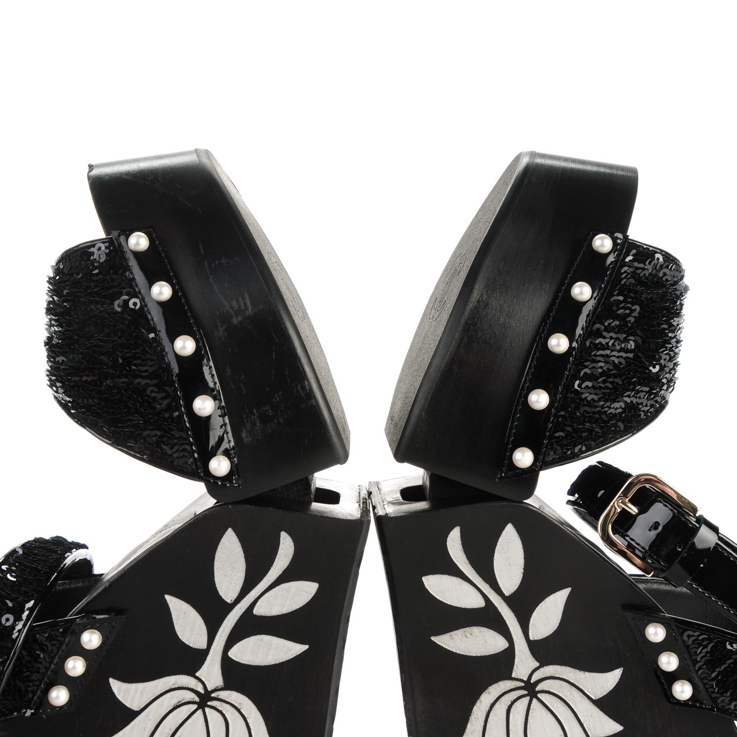 Chanel Sequin Wedge Sandals 41 Black 10 of 10