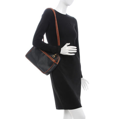 Bottega Veneta Rubberized Canvas Braided Handle Bag Navy 2 of 11