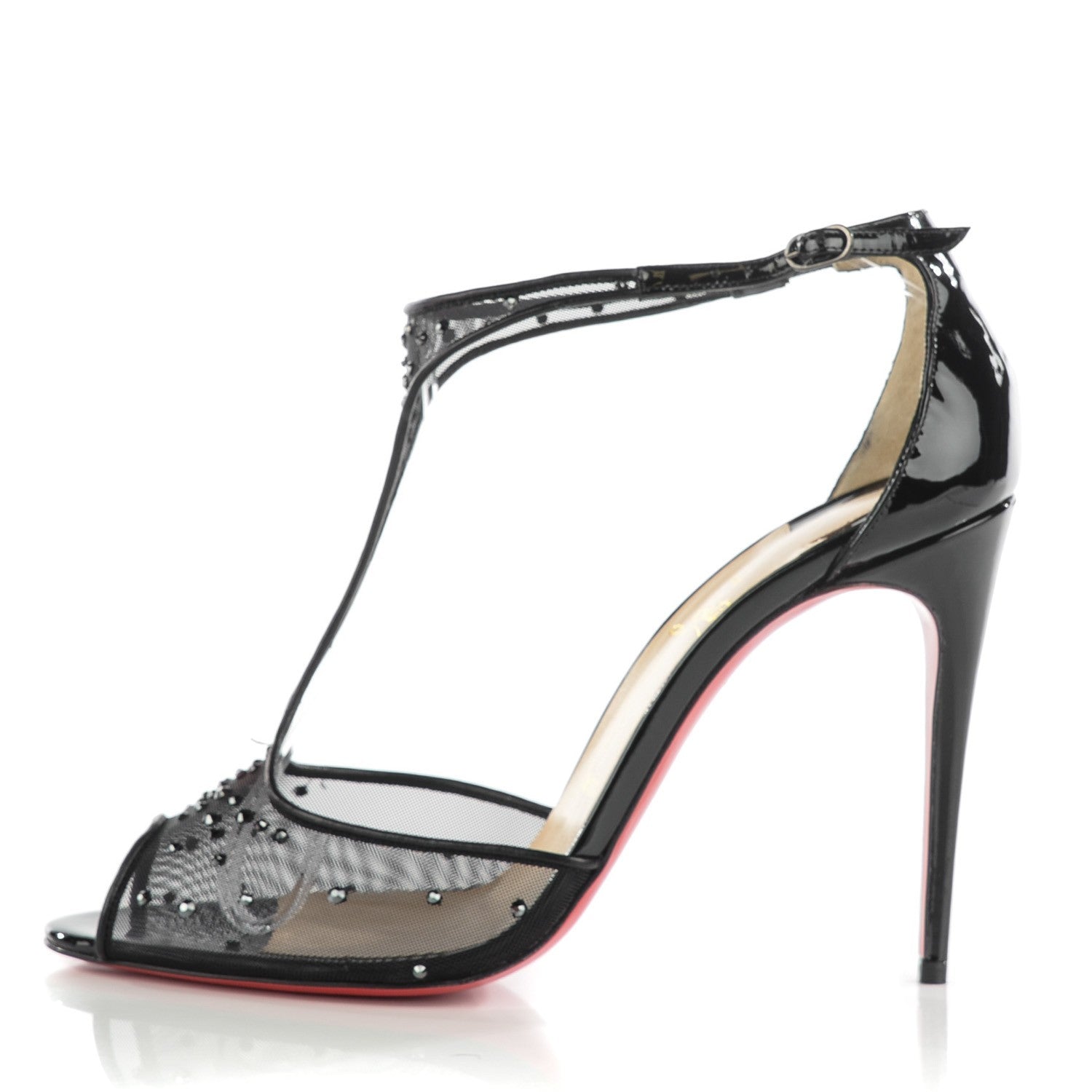 Christian Louboutin Mesh Embellished Patinana 100 Sandals 40 Black 1 of 7