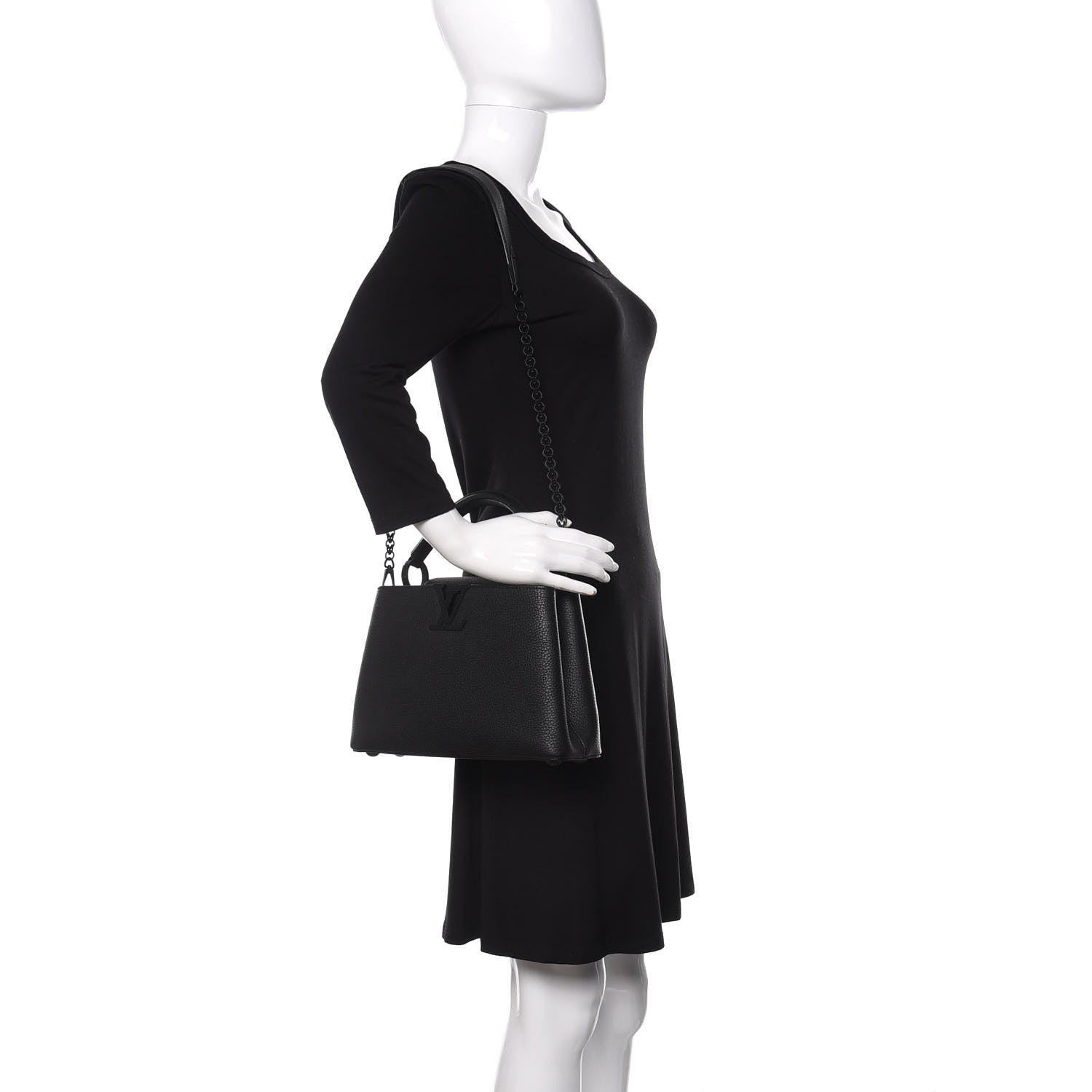 Louis Vuitton Taurillon Capucines BB Matte Black 2 of 14