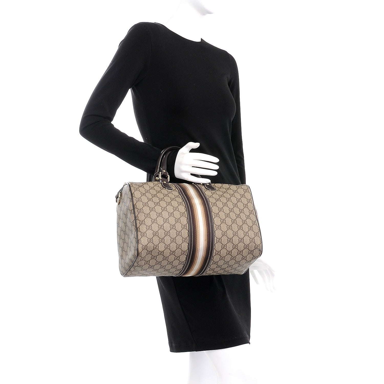 Gucci GG Plus Monogram Web Medium Joy Boston Dark Brown 2 of 13