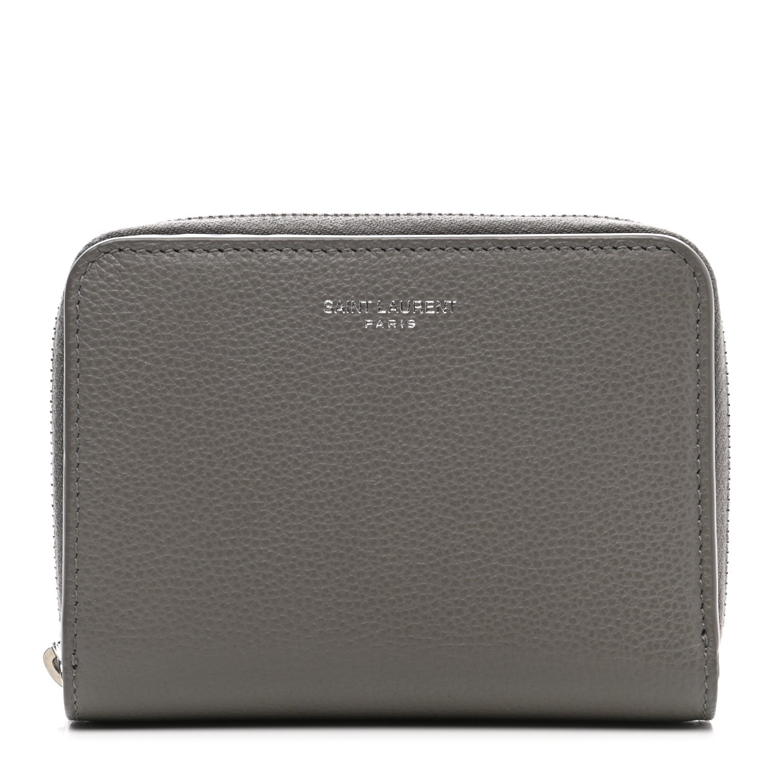 Saint Laurent Grained Calfskin Rive Gauche Compact Zip Around Wallet Fog 1 of 8