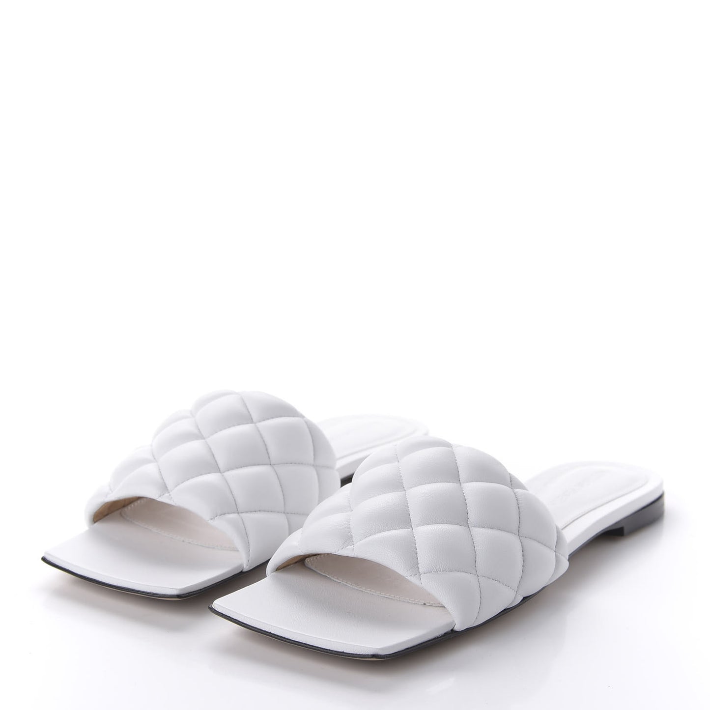 Nappa Matelasse Padded Flat Sandals 37.5 Optic White