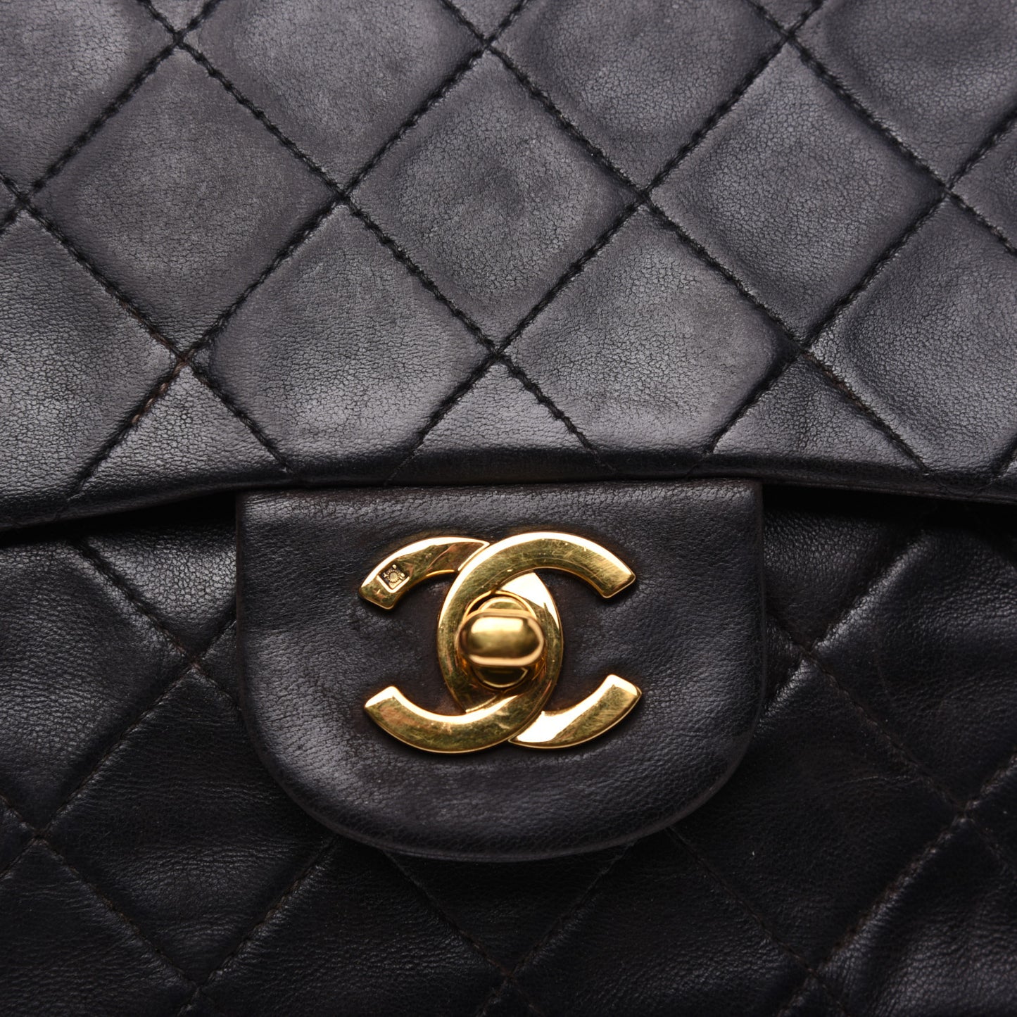 Lambskin Quilted Small Double Flap Black