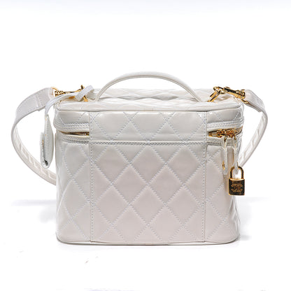 Chanel Quilted Leather CC Vanity Cosmetic Case White 4 of 8