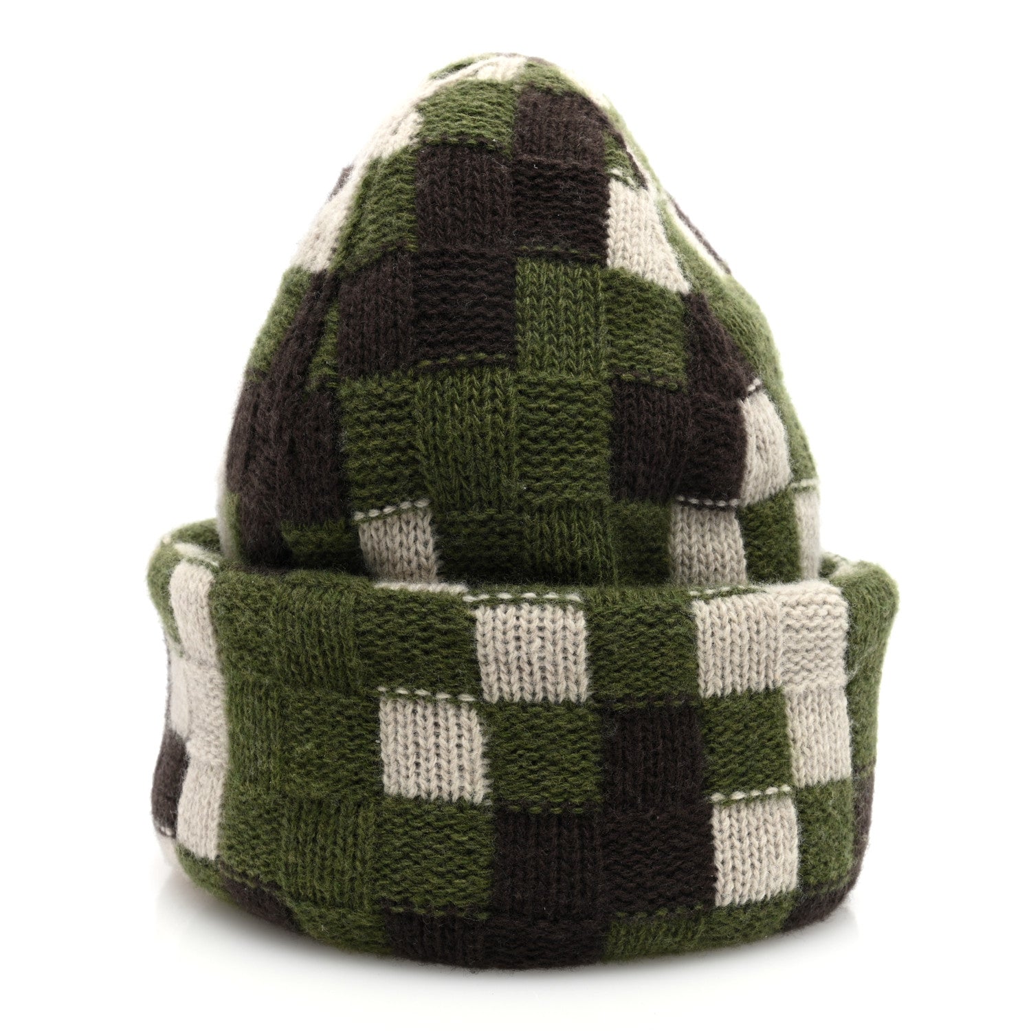 Louis Vuitton Wool Damoflage Beanie Hat Green 6 of 8