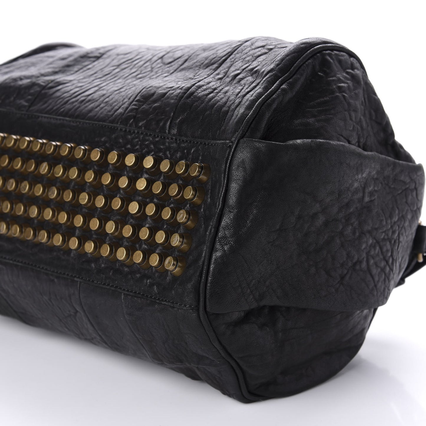 Pebbled Lambskin Rocco Black Antique Brass Hardware