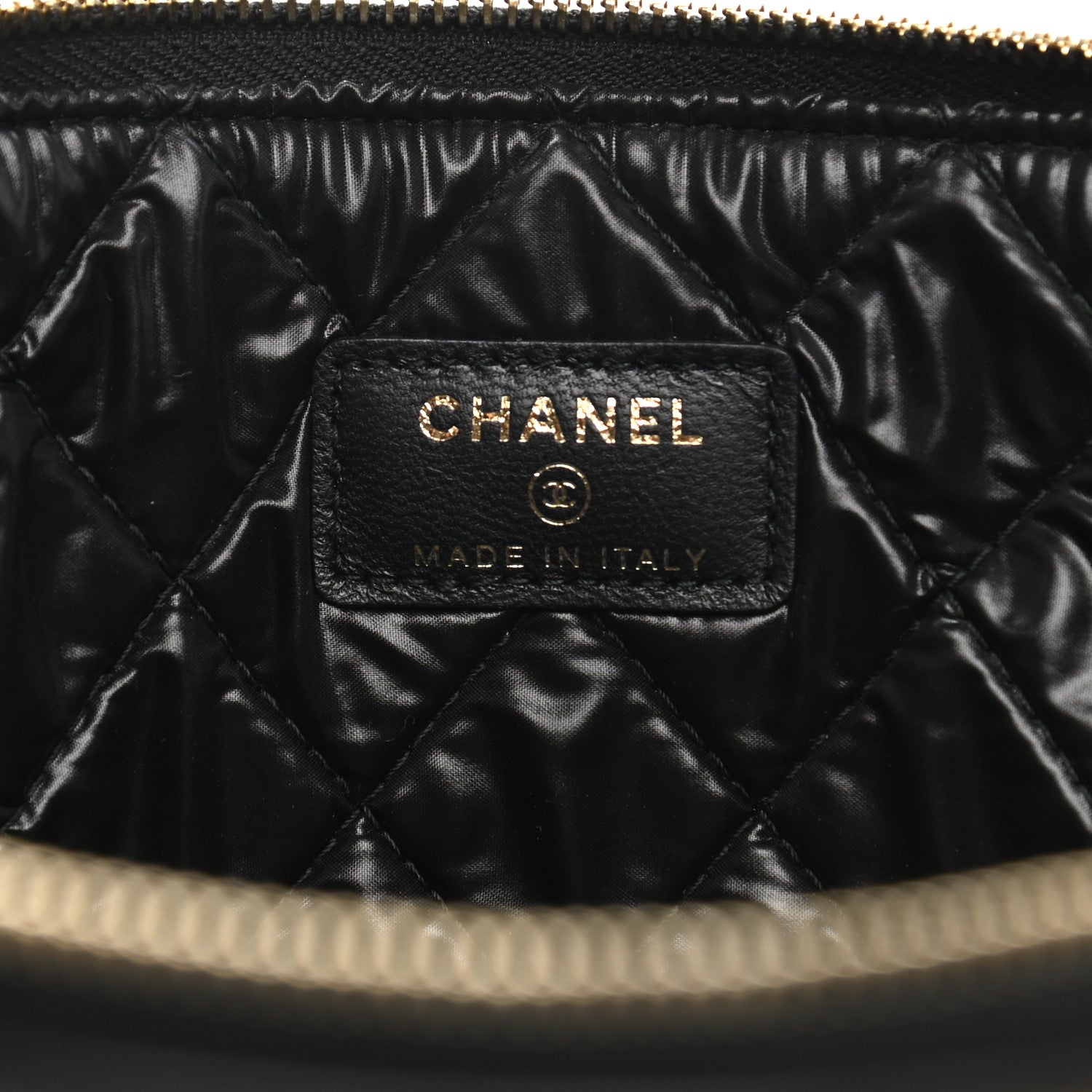 Chanel Lambskin Quilted Large Boy Zip Pouch Black 6 of 8