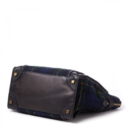 Celine Smooth Calfskin Tweed Tartan Mini Luggage Midnight 3 of 9