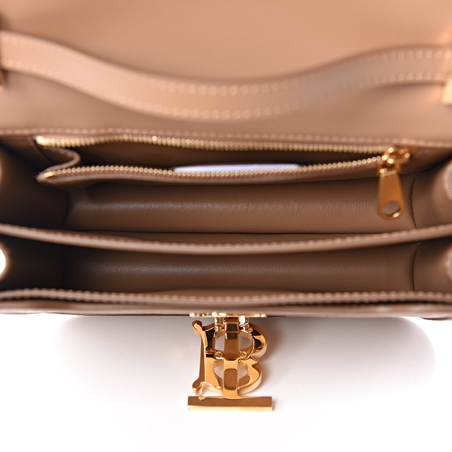 Burberry Calfskin Monogram Embossed Small TB Bag Light Camel 6 of 9
