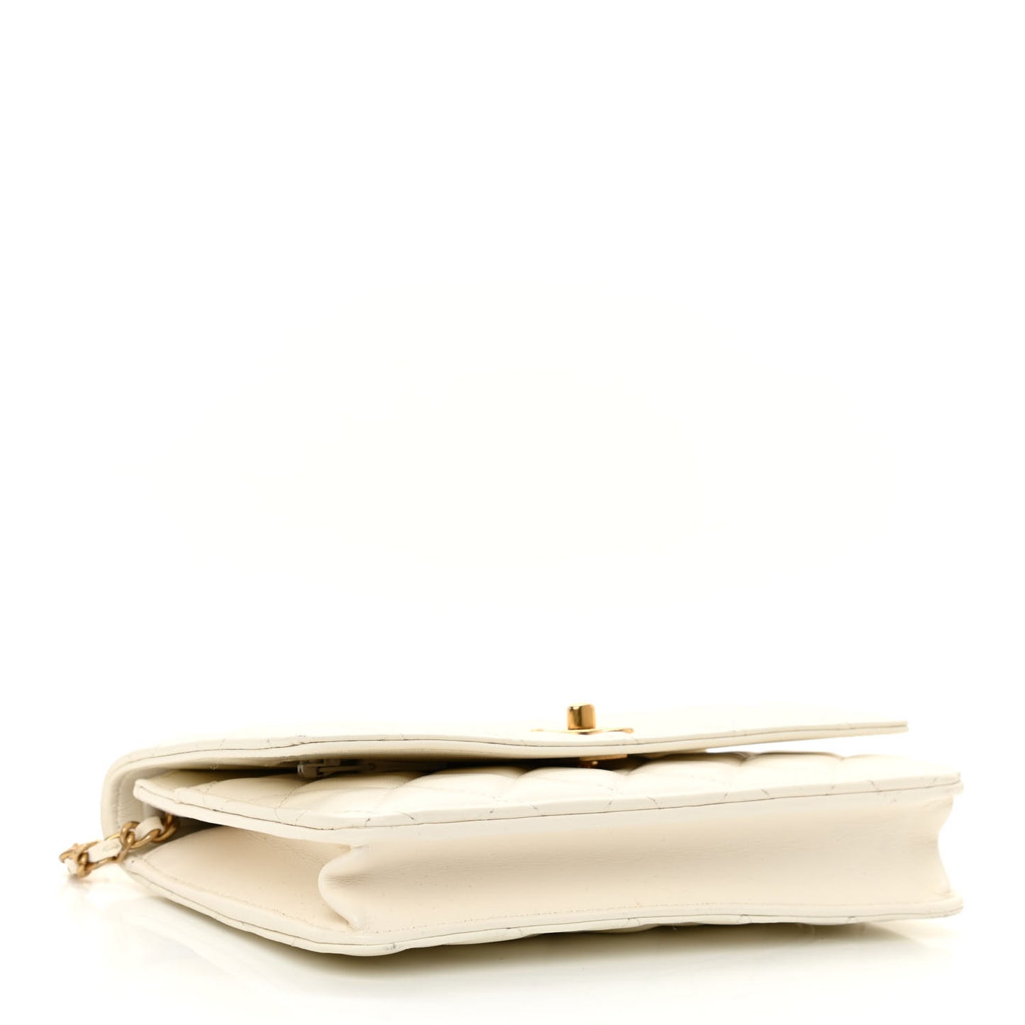 Lambskin Quilted CC Pearl Crush Wallet on Chain WOC White