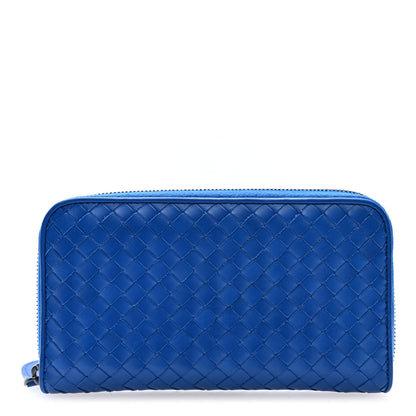 Bottega Veneta Nappa Intrecciato Zip Around Wallet Cobalt 1 of 6