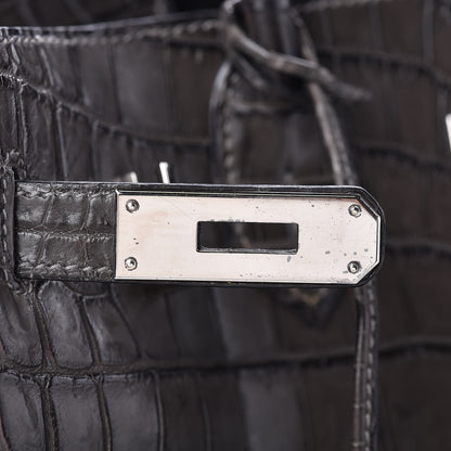 Hermes Matte Niloticus Crocodile Birkin 30 Gris Elephant 18 of 45
