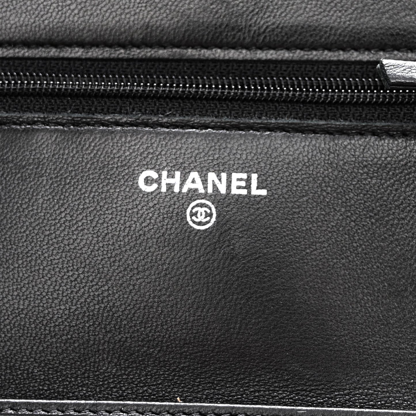 Lambskin Camellia Embossed Wallet With Chain WOC Black