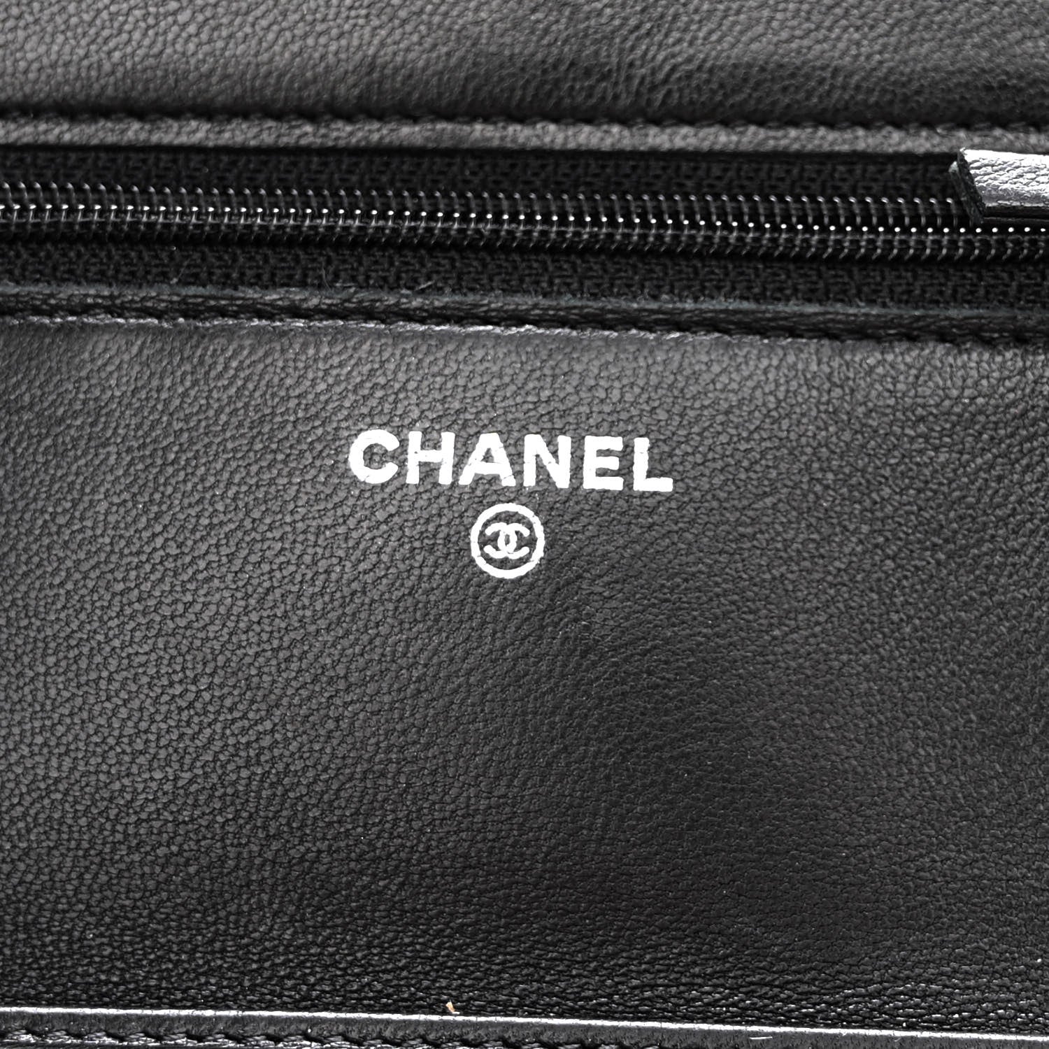 Chanel Lambskin Camellia Embossed Wallet With Chain WOC Black 5 of 12