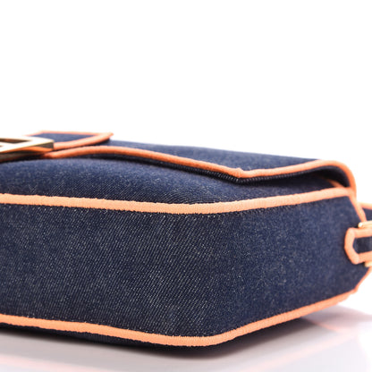 Fendi Denim Large Baguette Blue Arancio Fluo 7 of 8