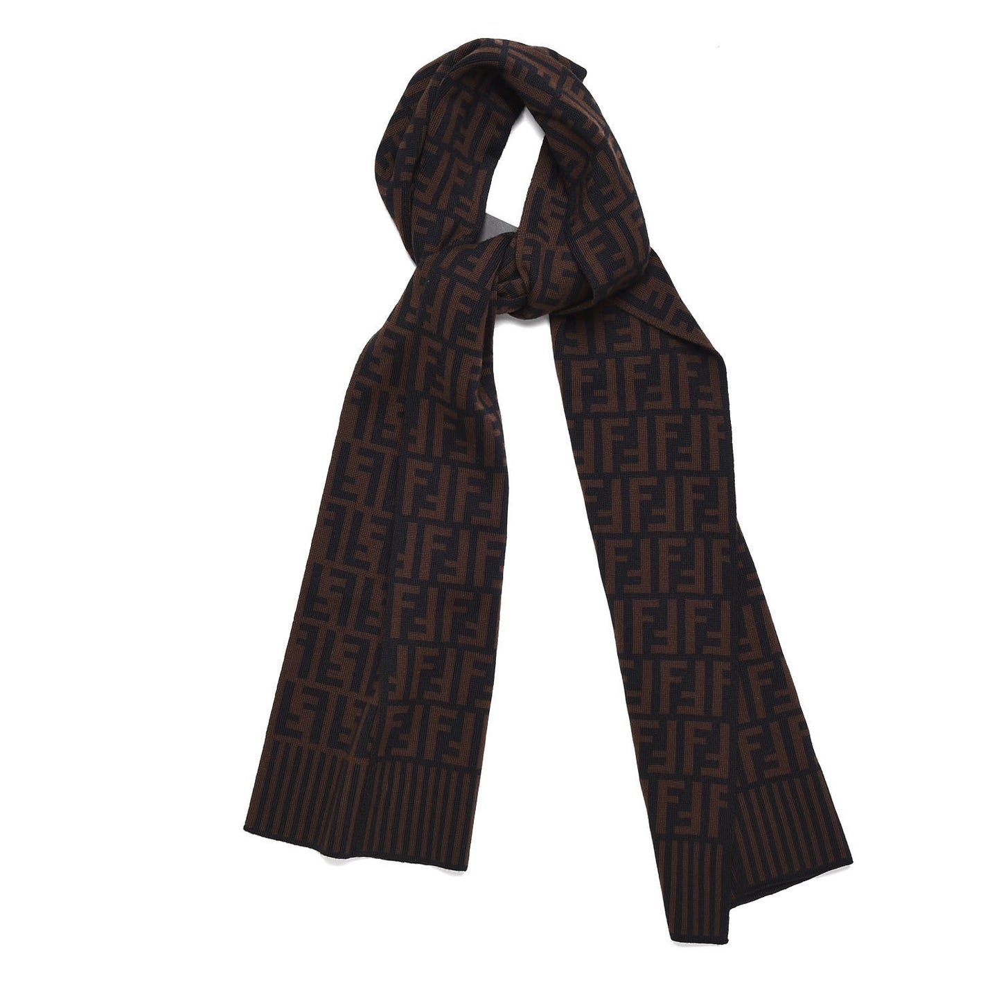 Wool FF Print Scarf Black
