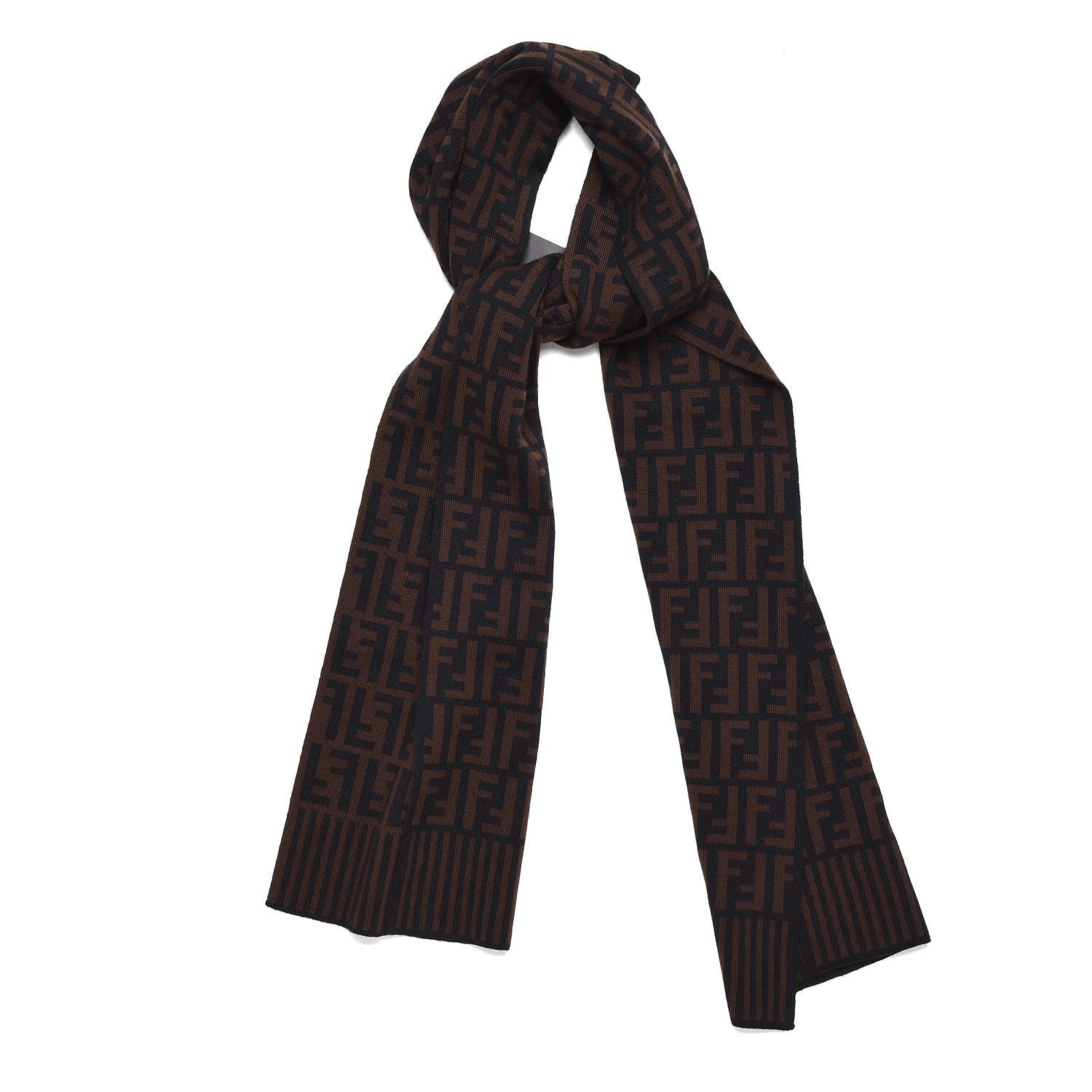 Fendi Wool FF Print Scarf Black 1 of 5