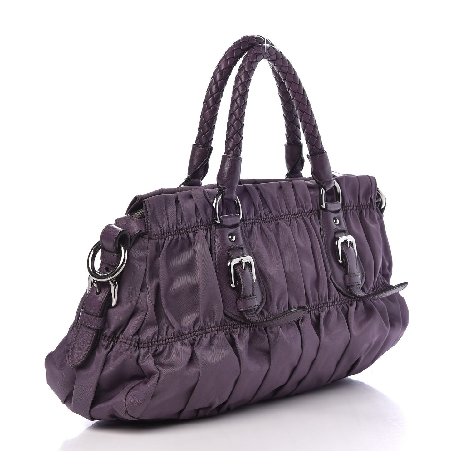 Tessuto Nylon Gaufre Shopping Satchel Viola
