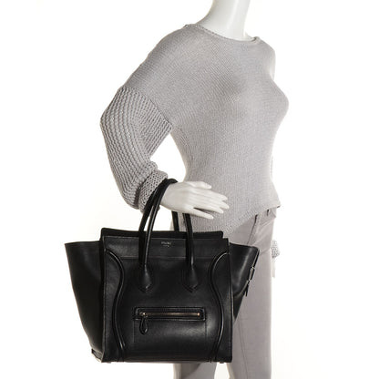 Celine Drummed Calfskin Mini Luggage Black 2 of 9