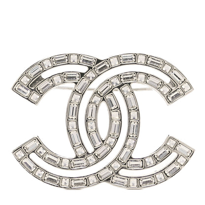 Chanel Baguette Crystal CC Brooch Silver 1 of 4