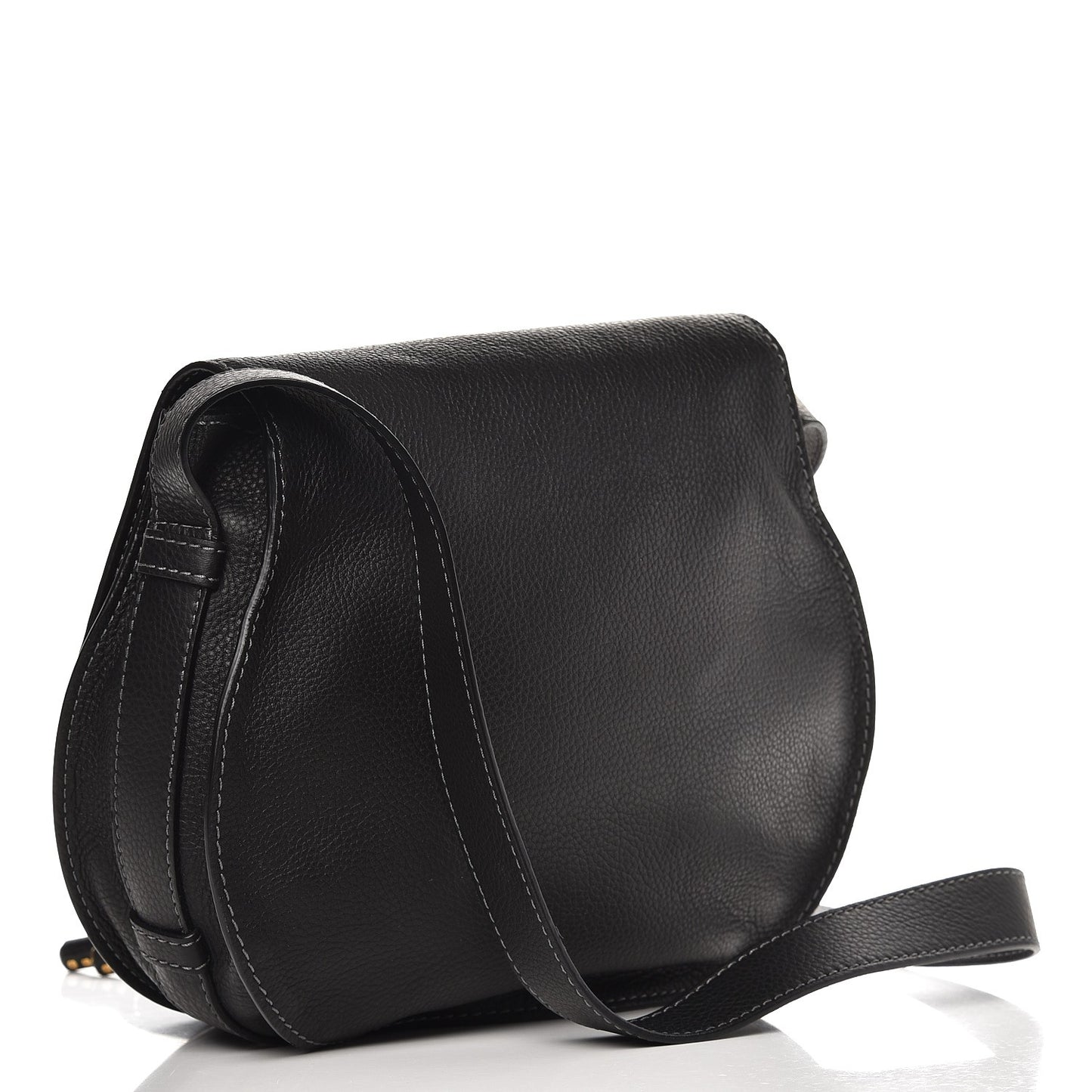 Calfskin Medium Marcie Round Crossbody Bag Black