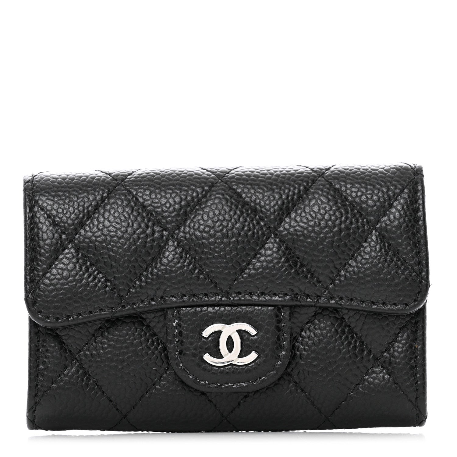 Chanel Caviar Quilted Flap Card Holder Wallet Black 1 of 9