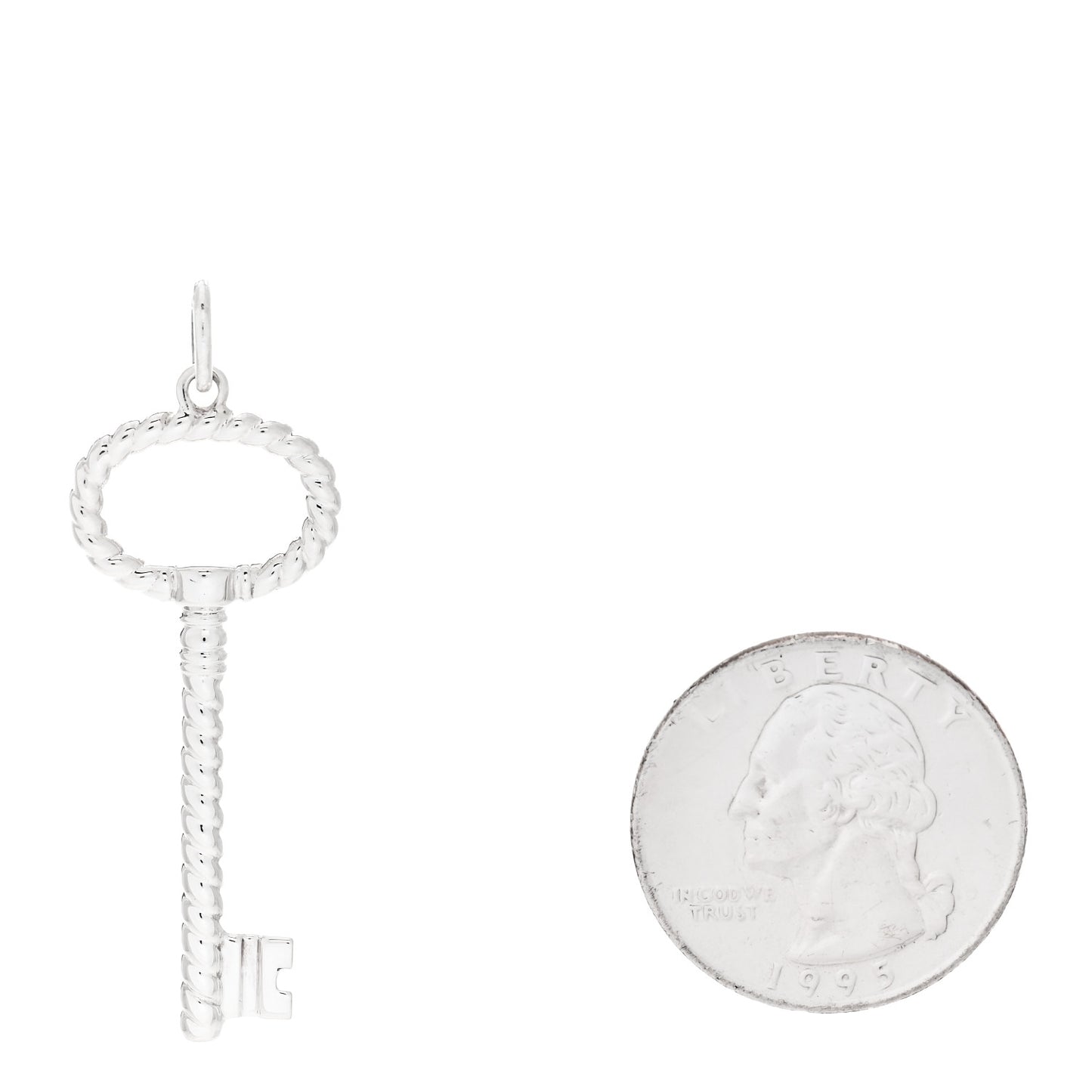 Sterling Silver Twist Oval Key Pendant