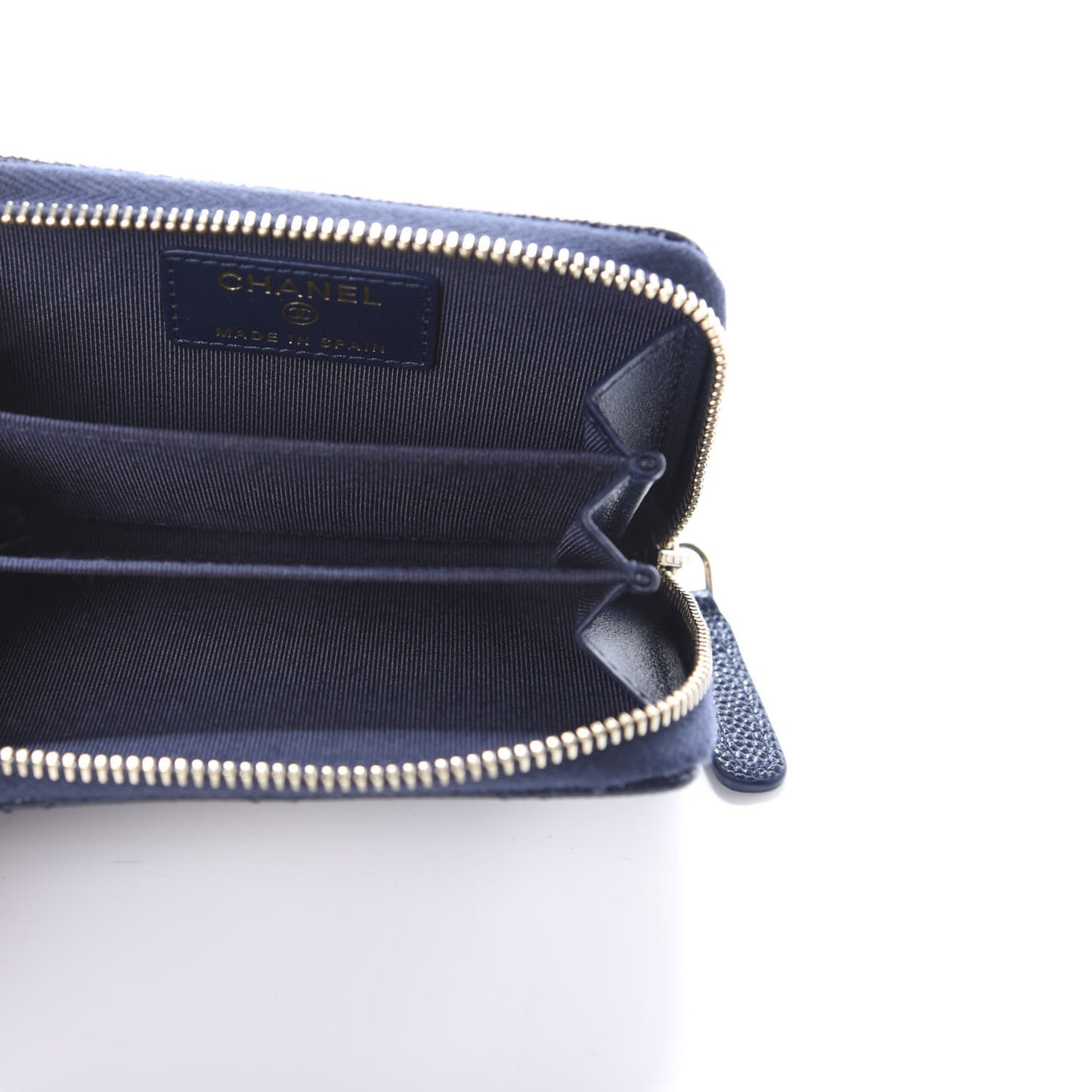 Caviar Quilted Zip Coin Purse Dark Blue