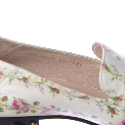 Gucci Calfskin Web Pearl Floral Embellished Peyton Loafer 39 White Multicolor 10 of 11