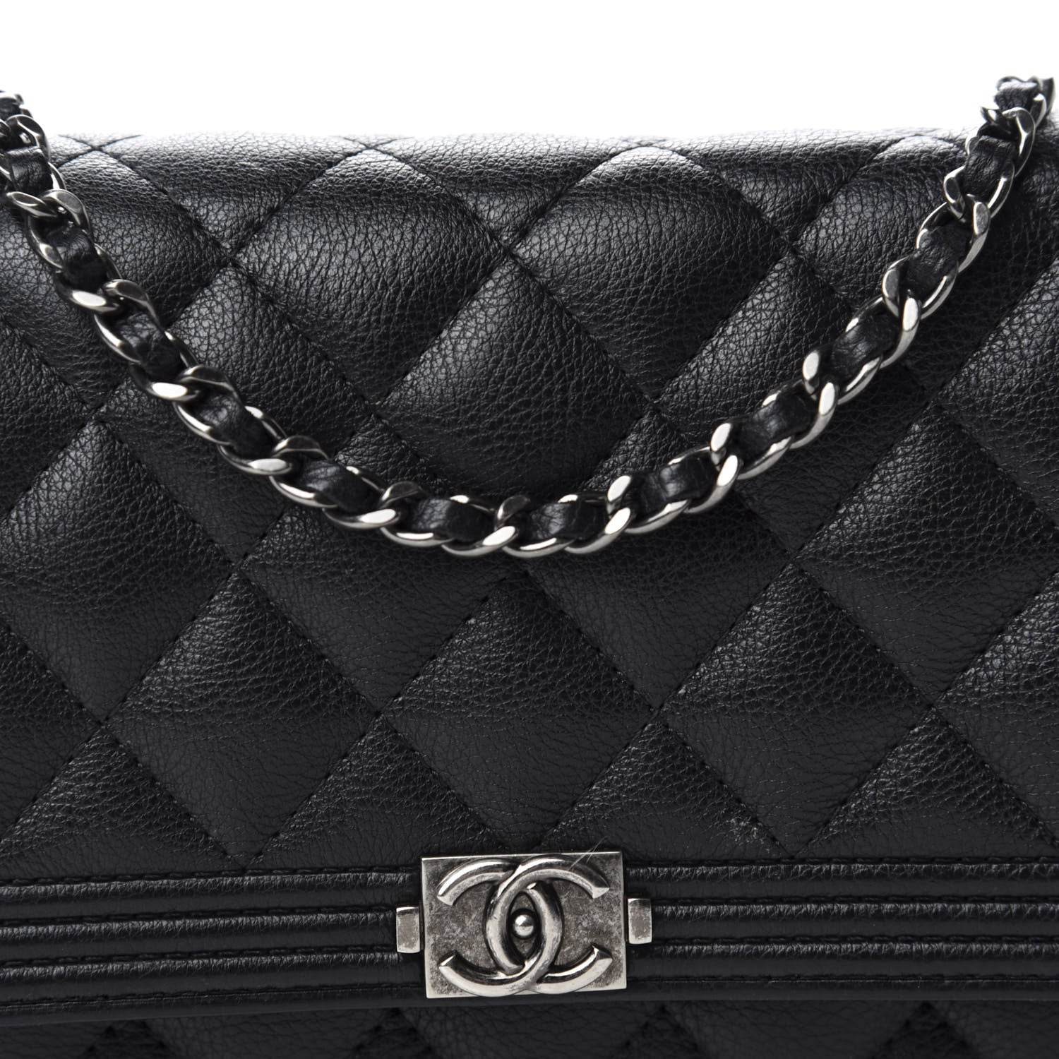 Chanel Calfskin Quilted Boy Wallet On Chain WOC Black 12 of 13