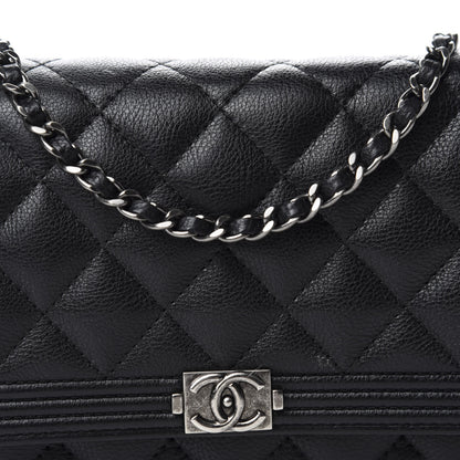 Chanel Calfskin Quilted Boy Wallet On Chain WOC Black 12 of 13