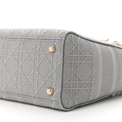 Christian Dior Canvas Embroidered Cannage Medium Lady D-Lite Gray 10 of 12