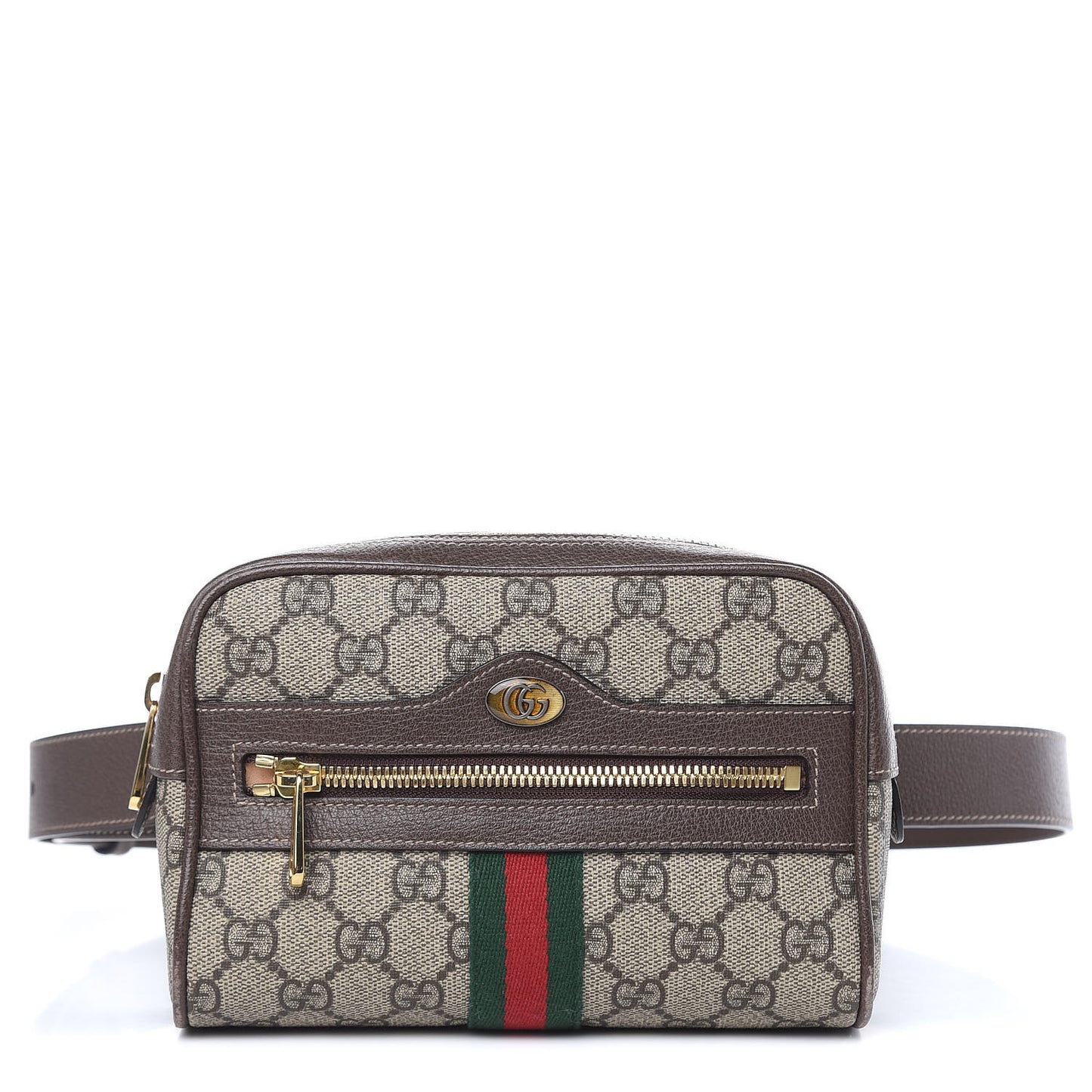 GG Supreme Monogram Web Small Ophidia Belt Bag 95 38 Dark Brown