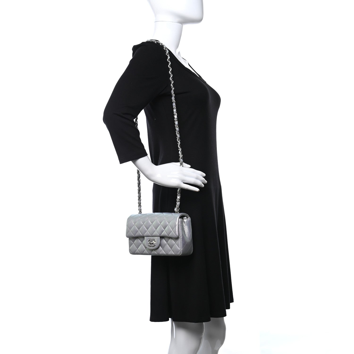 Chanel Iridescent Calfskin Quilted Mini Rectangular Flap Light Purple 2 of 10