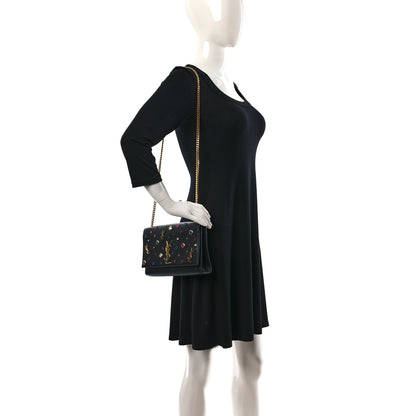 Saint Laurent Calfskin Crystal Medium Monogram Kate Satchel Black 2 of 11
