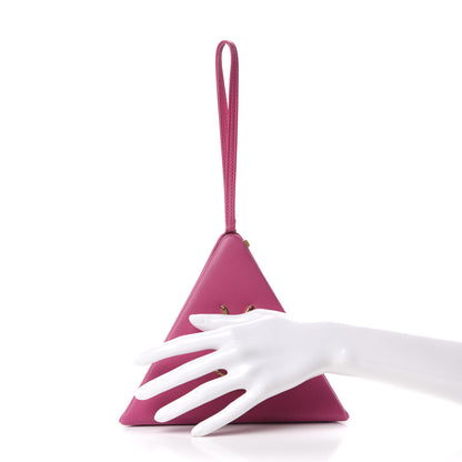 Saint Laurent Lambskin Pyramid Clutch Lipstick Fuchsia 2 of 8