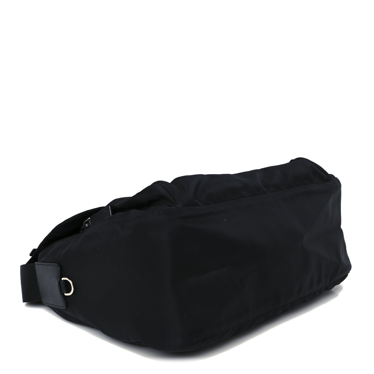 Tessuto Nylon Saffiano Double Buckle Messenger Shoulder Bag Black