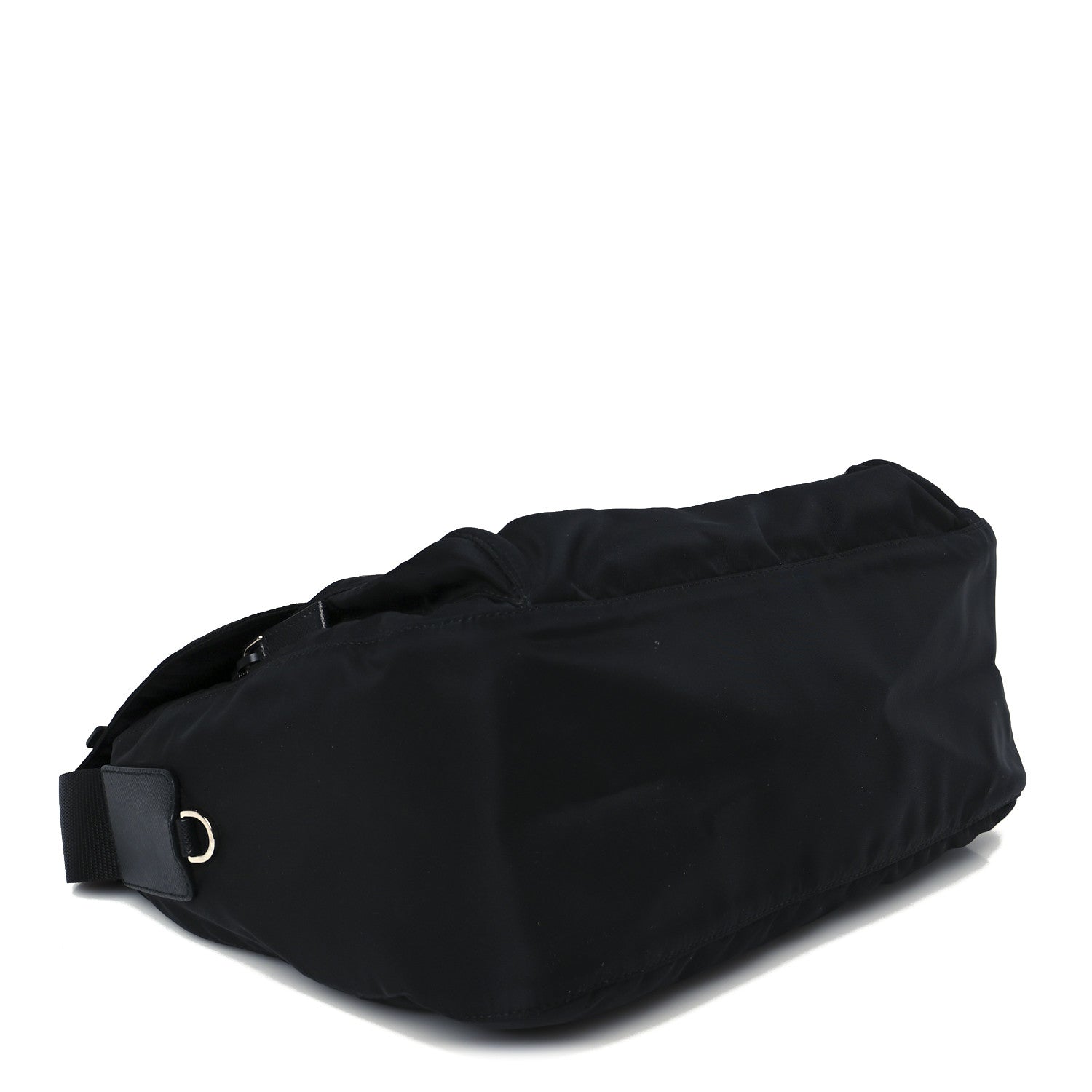 Prada Tessuto Nylon Saffiano Double Buckle Messenger Shoulder Bag Black 4 of 10