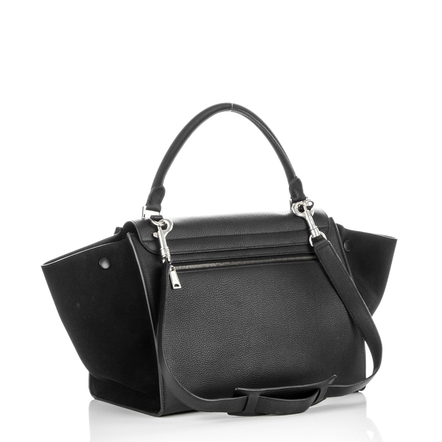 Celine Drummed Calfskin Suede Medium Trapeze Black 3 of 8