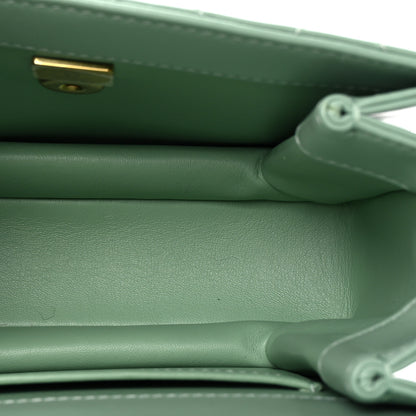 Chanel Shiny Calfskin Quilted Mini Metal Top Handle Flap Light Green 5 of 10