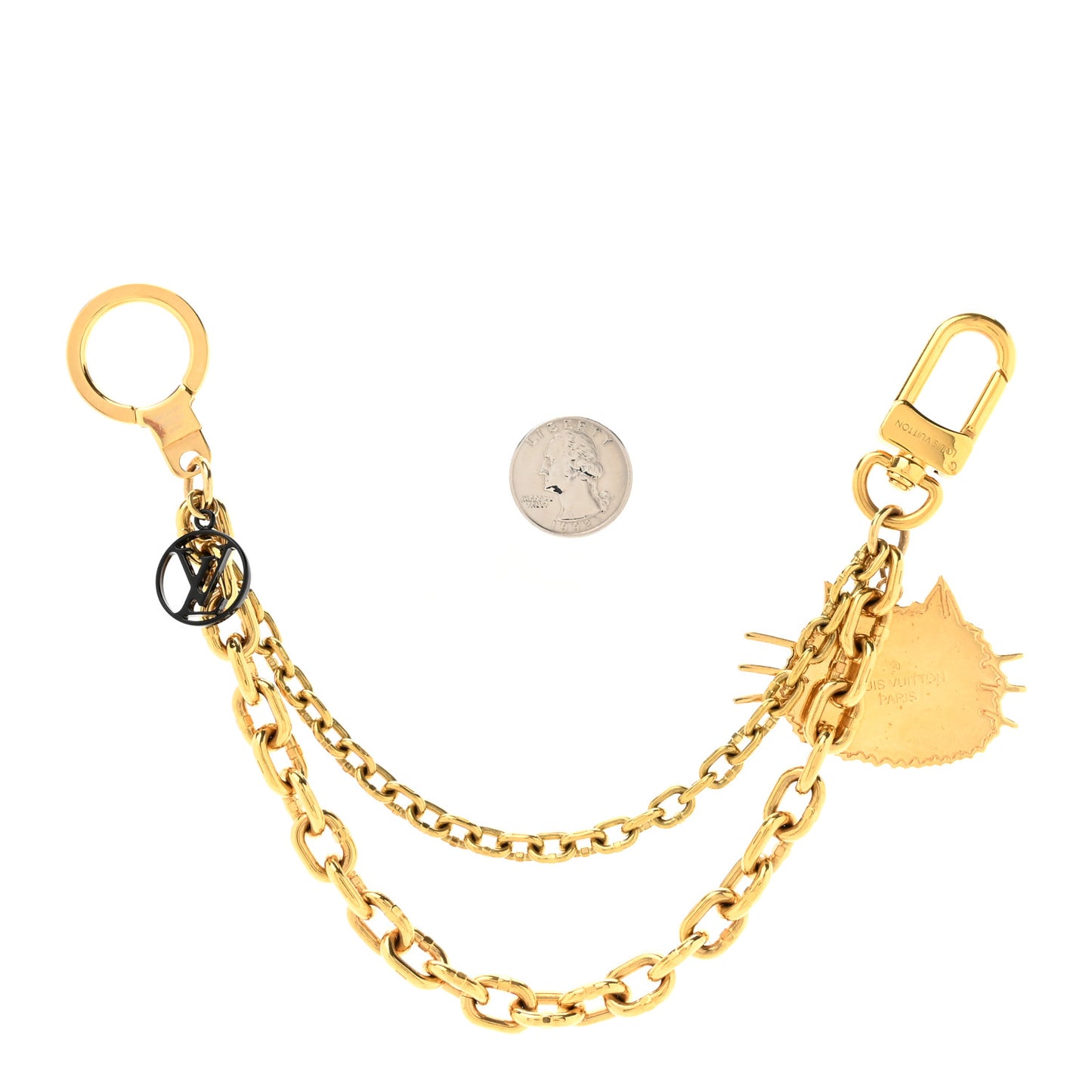 Catogram Cat Key Chain Bag Charm Gold Black