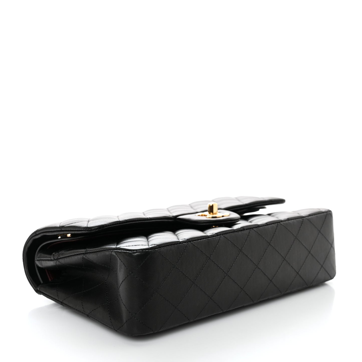 Lambskin Quilted Medium Double Flap Black