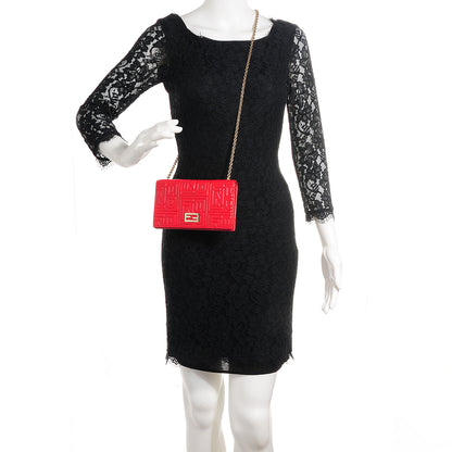 Fendi Nappa Logo Embossed Long Wallet on Chain Rosso 2 of 9