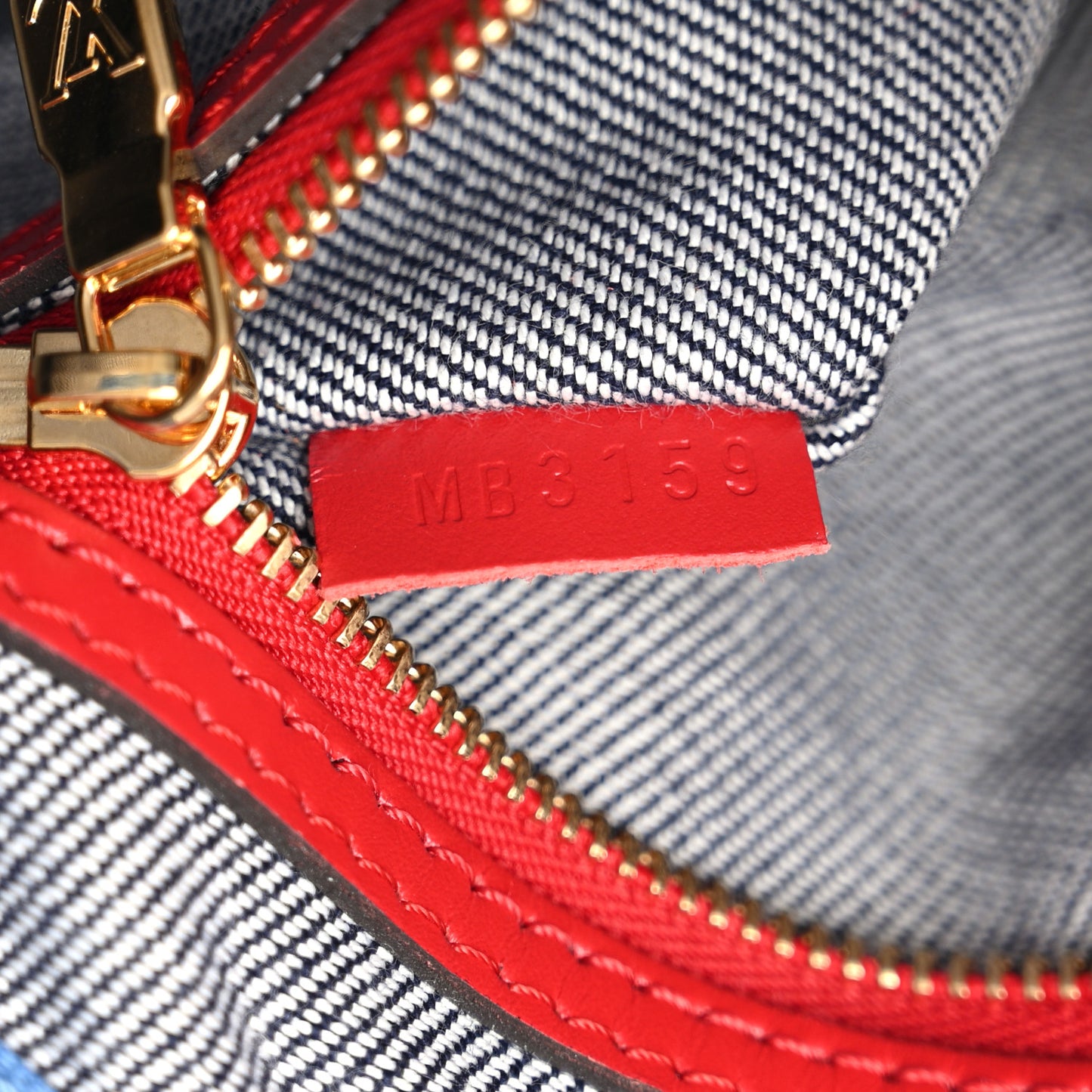 Denim Damier Monogram Patchwork Speedy Bandouliere 30 Blue Rouge