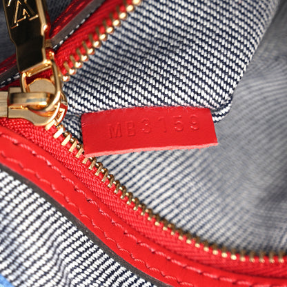 Louis Vuitton Denim Damier Monogram Patchwork Speedy Bandouliere 30 Blue Rouge 7 of 12