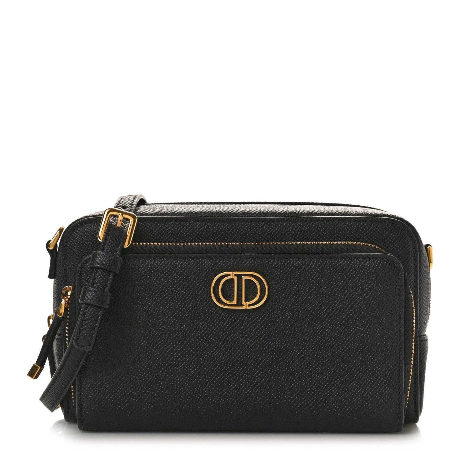 Christian Dior Grained Calfskin Caro Double Pouch Black 1 of 7