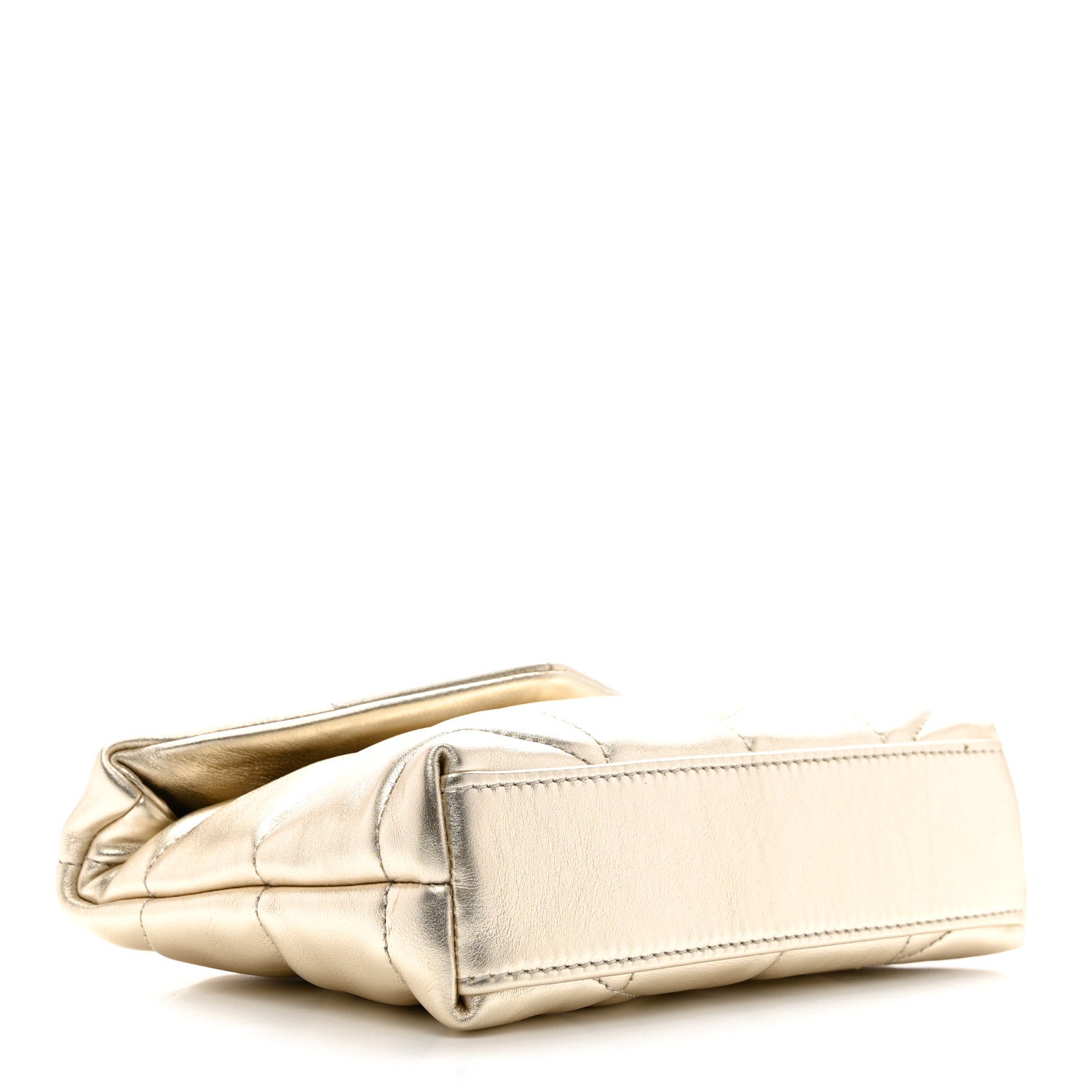 Saint Laurent Metallic Lambskin Monogram Loulou Puffer Pouch Clutch Gold 4 of 6